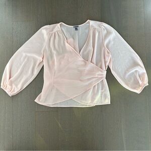 Chelsea28 Light Pink Peach Sheer Front Wrap Blouse